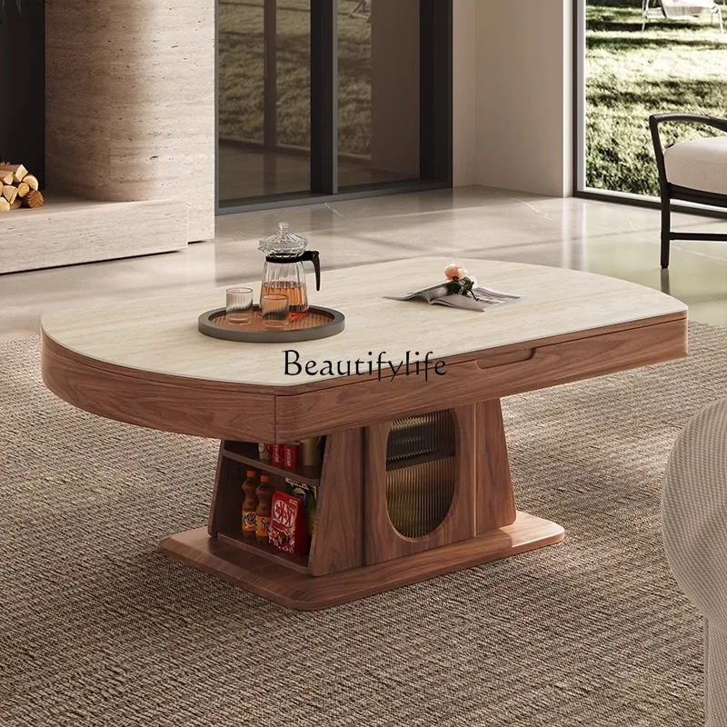 *Intelligent lifting rock slab coffee table dining table dual-purpose