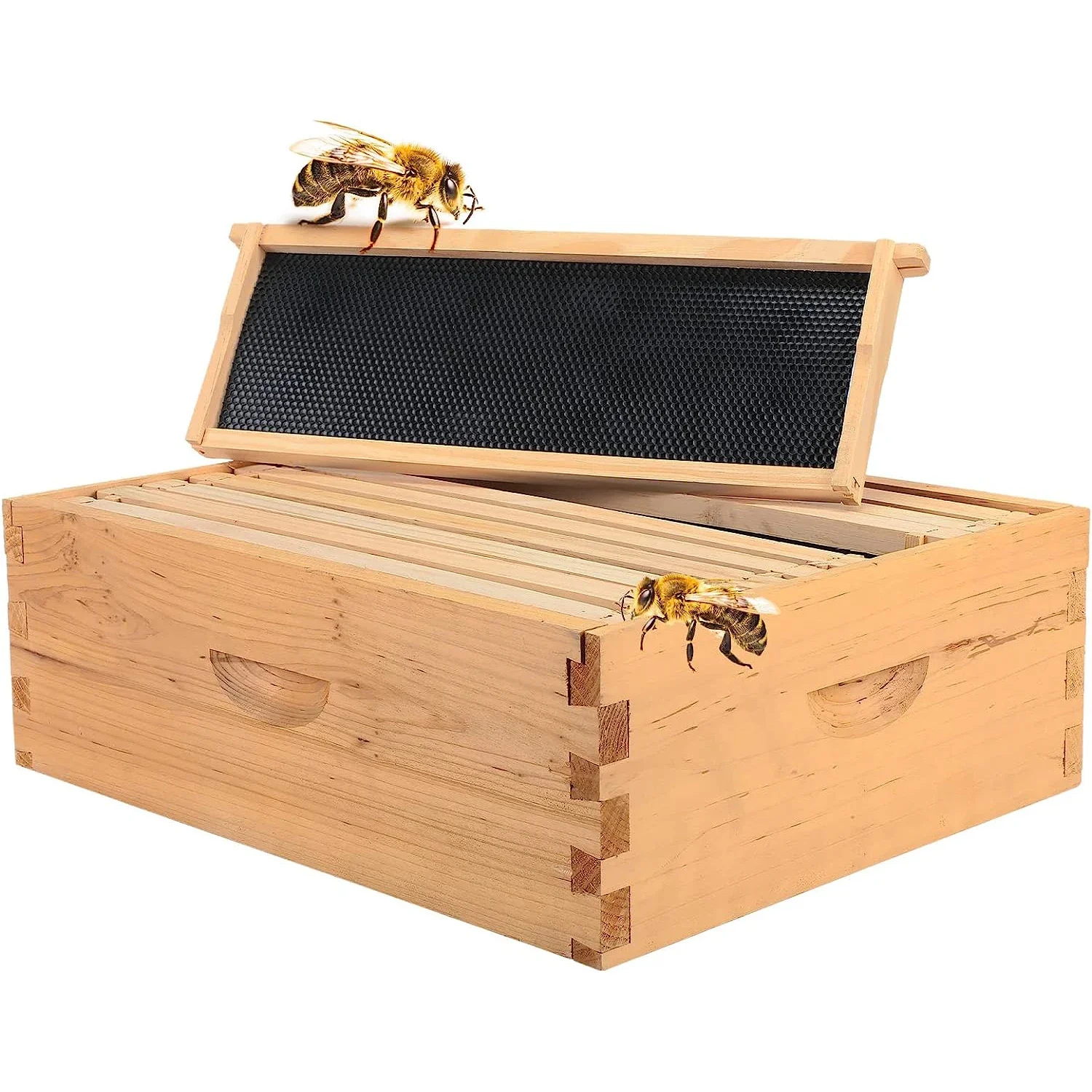 Zerlegte Nestbox mit Wabenrahmen und Bienenstock-Starterkit, Bienenwachsbeschichtetes Wabenholz