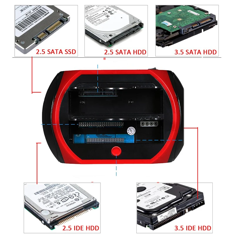 USB to 2.5/3.5' SATA IDE Hard Drive HDD SSD Reader Docking Station Dual Bay External Disk Box Enclosure Case HD Externo