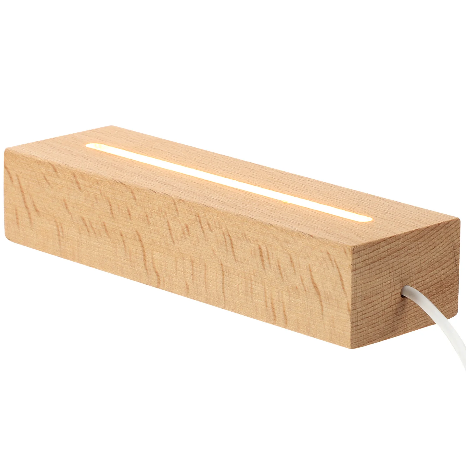 

Wooden LED Light Base Rectangular Solid Beech Wood Desk Display Stand for Crystal Acrylic Warm Night Lamp USB Wooden LED Base