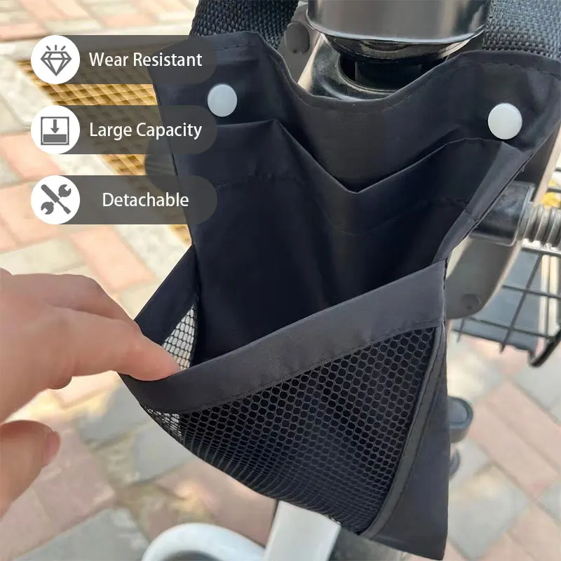 Bicycle Storage Bag Detachable Basket Front Handle Large Capacity Pocket Bicycle Motorcycle  Mobile Phone Bag Accessory