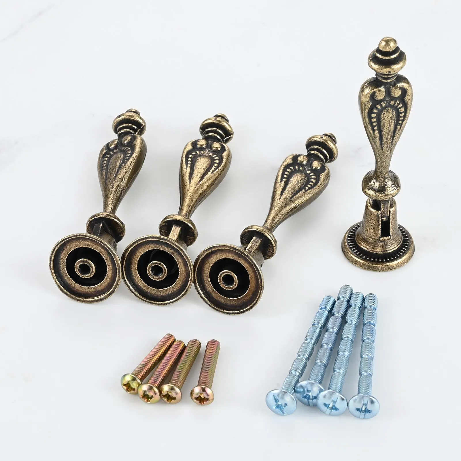 

4Pcs Vintage Pendant Pulls Antique Bronze Pulls for Drawer Cabinet Wardrobes Dressers Home Wooden Furniture Decoration w/ Screws