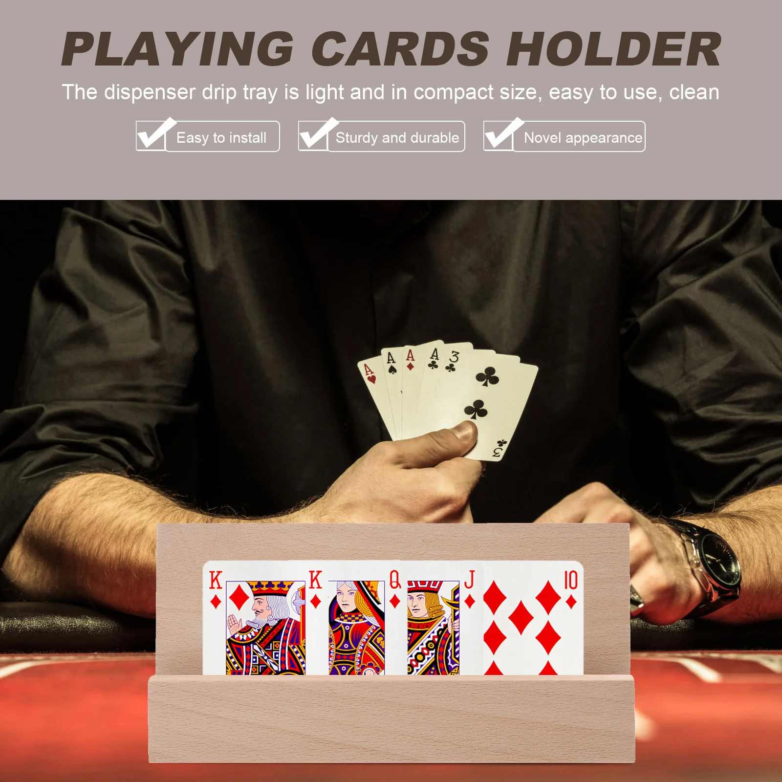 

1Pcs Wood Base for Card Display Solid Wooden Holder Calendar Stand Desk Display Postcard Support Wooden Cards Base