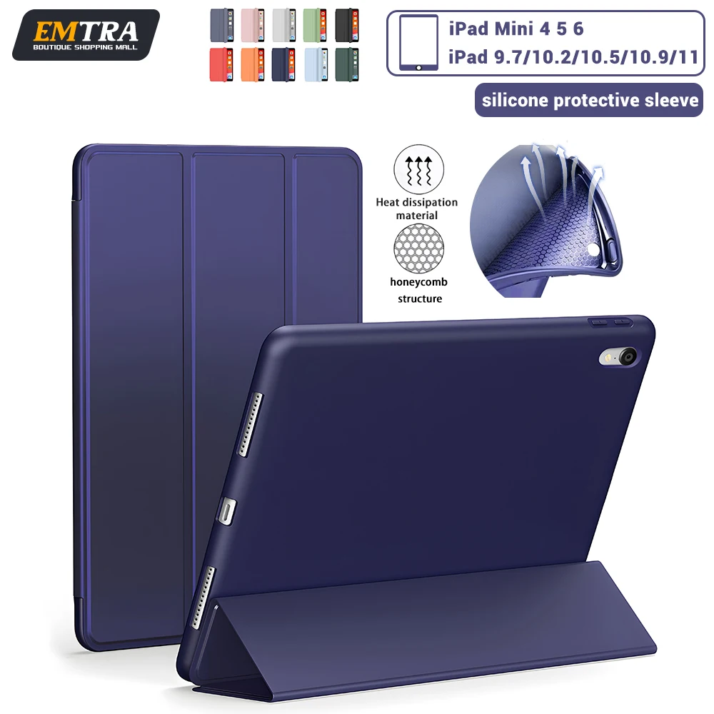 EMTRA For 2021 iPad 10.2 Case 7/8/9th Generation Cover For 2018 9.7 5/6th Air 2/3 10.5 Mini 4 5 6 Pro 11 Air 4/5 10.9 10th funda