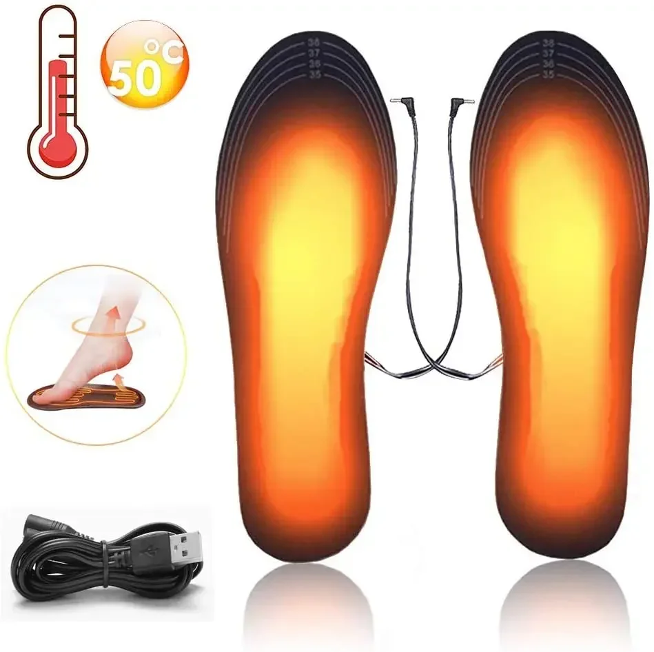 USB Electric Heated Insoles Pad Unisex Heated Shoe Insoles Winter Outdoor Sport Feet Warming Insoles Foot Warming Feet Warmer