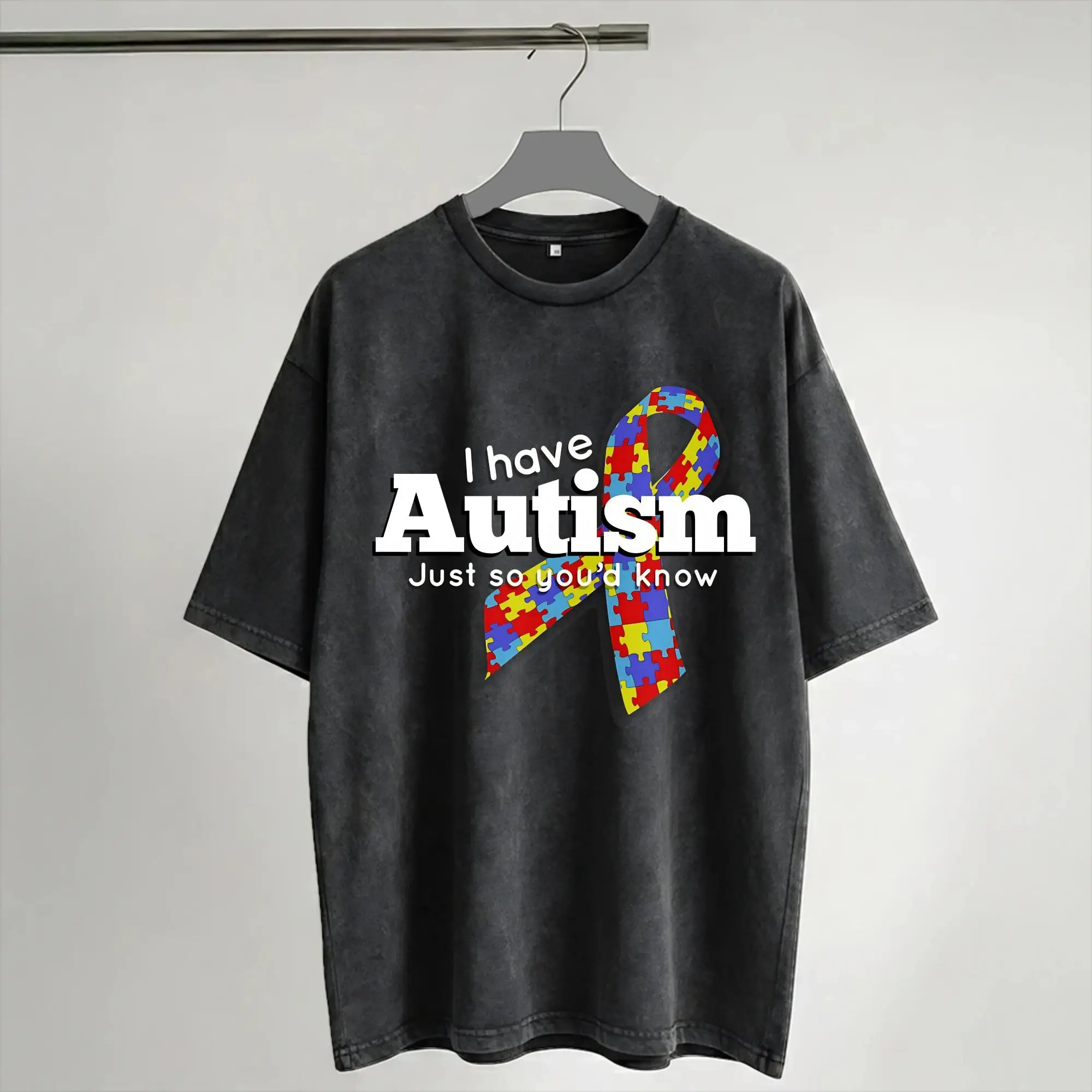 Please Be Patient I Have Autism T Shirt Washed Short Sleeve Oversize T-Shirt Novelty for Men Women Streetwear Printed Tees