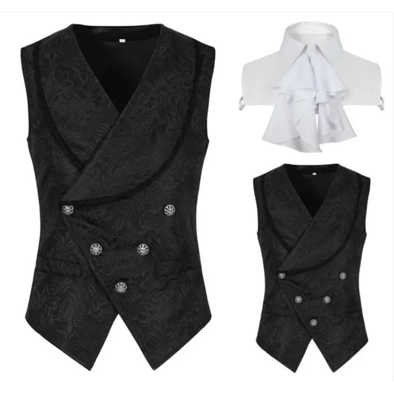 Mens Medieval Waistcoat Cosplay Costume Steampunk Jacket Vest Coat Victorian Ghost Gothic Blazer Suits Dress Up Tops