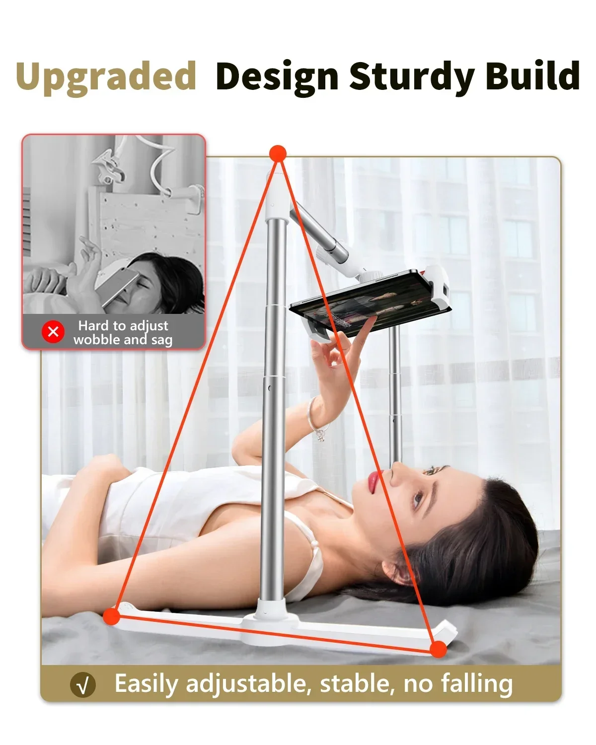 Eary Tablet Stand For Bed Sofa Laying Down Phone Holder With 360 Rotation Height Width Adjustable Multi-Functional Clamp Bracket - Image 4