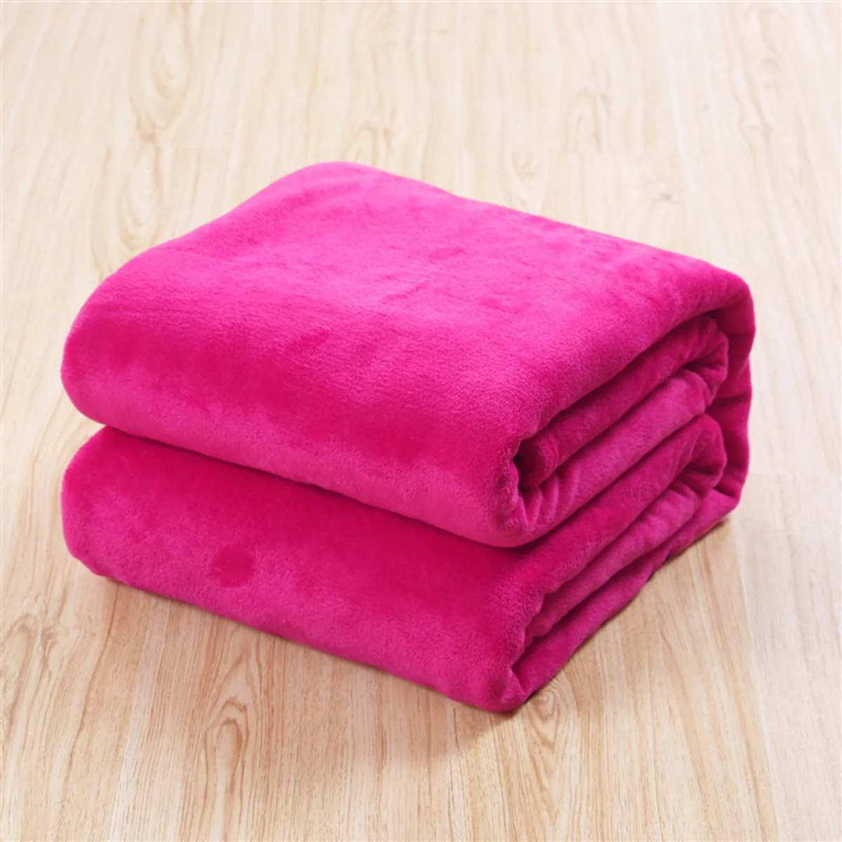 

Flannel Fleece Blanket Rose Red Premium Warm Soft Lightweight Winter Camping Home Use Solid Color Couch Bed Blanket