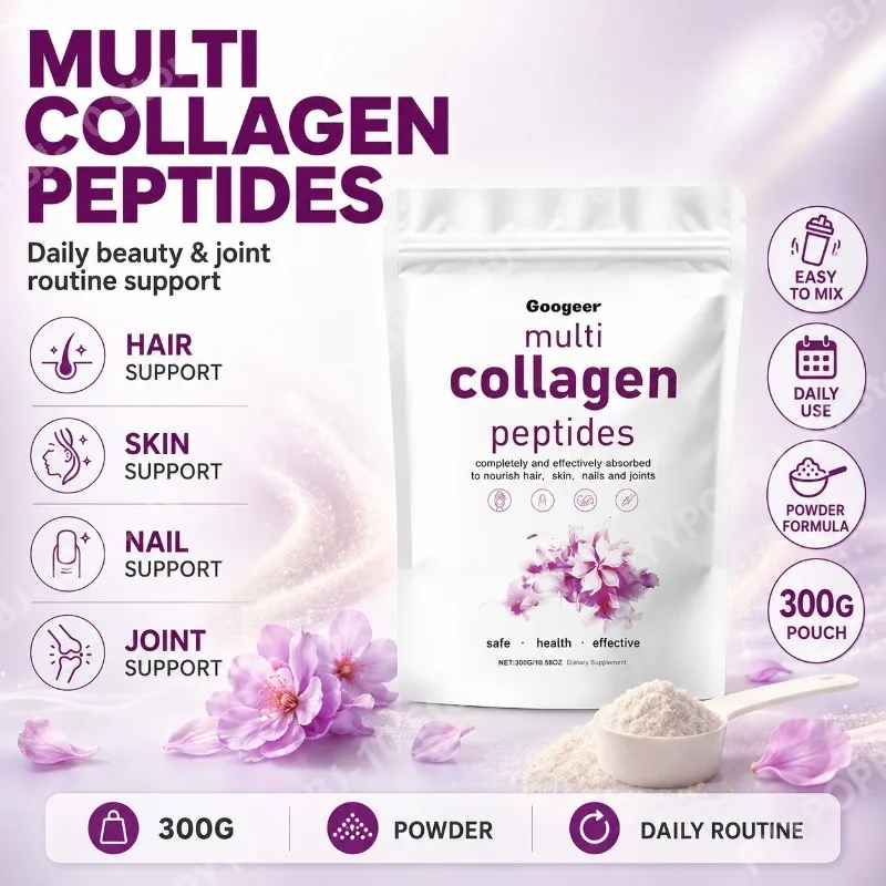 Péptidos de Colágeno en Polvo 300g, Aislado de Proteína de Soya, Carbonato de Calcio, Maltodextrina, Se Disuelven Rápidamente, Aptos para Todas las Edades