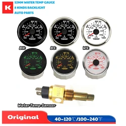 52mm Pointer Water Temperature Gauges 40-120℃ Instrument 287.4-22.4ohm M14x1.5 M16x1.5 NPT3/8 Water Temp Sensors for Auto Boat