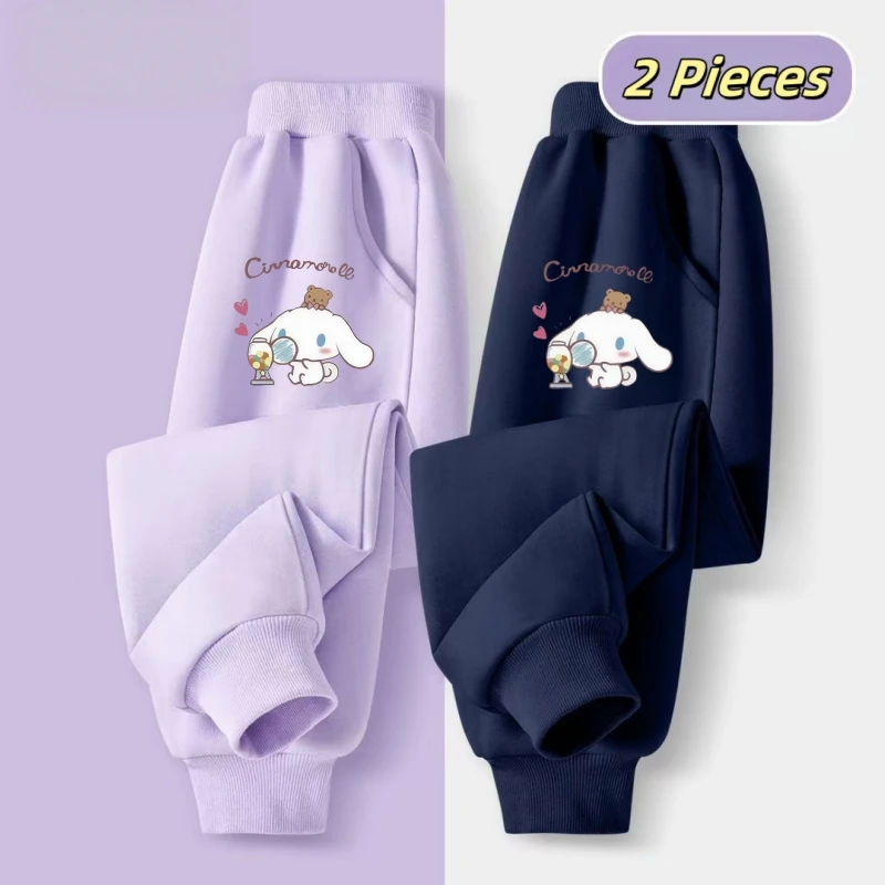 2 قطعة \ مجموعة الخريف طفل الفتيات ملابس الأطفال عارضة الكرتون سانريو سينامورول السراويل المطبوعة طفل الرياضة أسفل رياضية