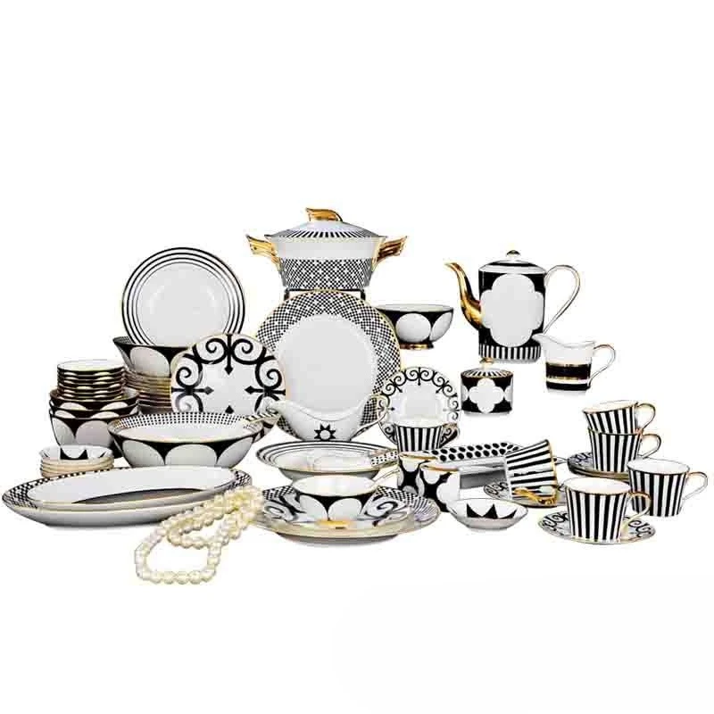 

Hotel banquet family banquet 74 heads bone china vegetable plate rice bowl soup cup saucer pot