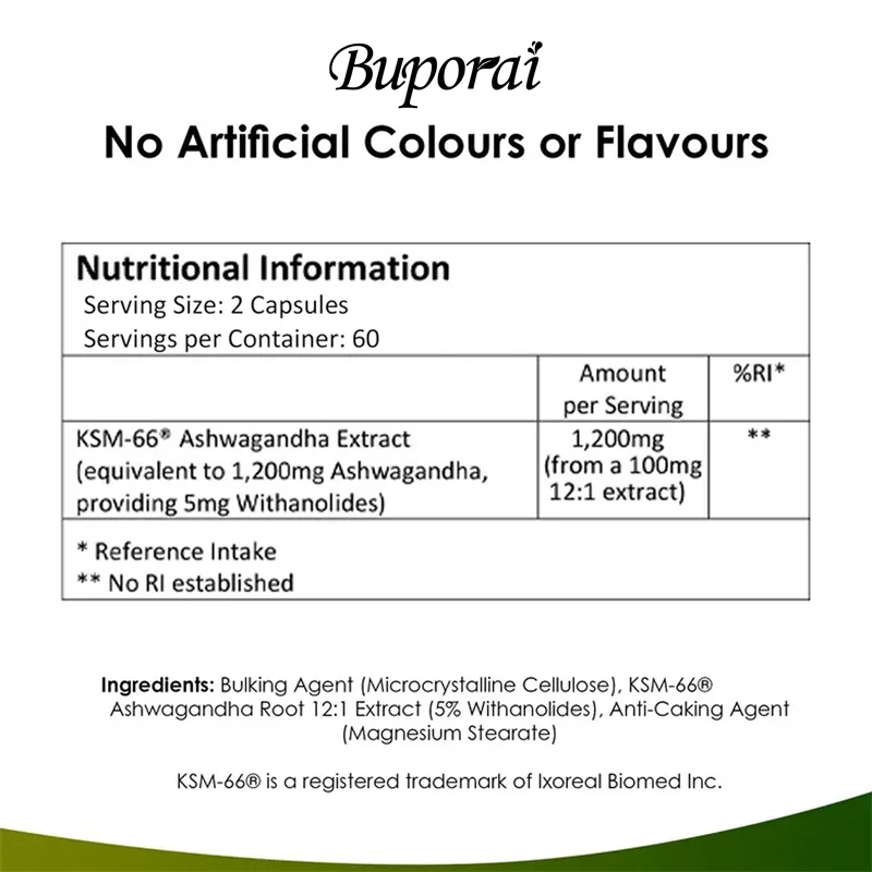 Ashwagandha KSM-66 1200 mg - Soutient la santé du système immunitaire, aide à soulager le stress, améliore l'humeur et augmente l'énergie, sans OGM