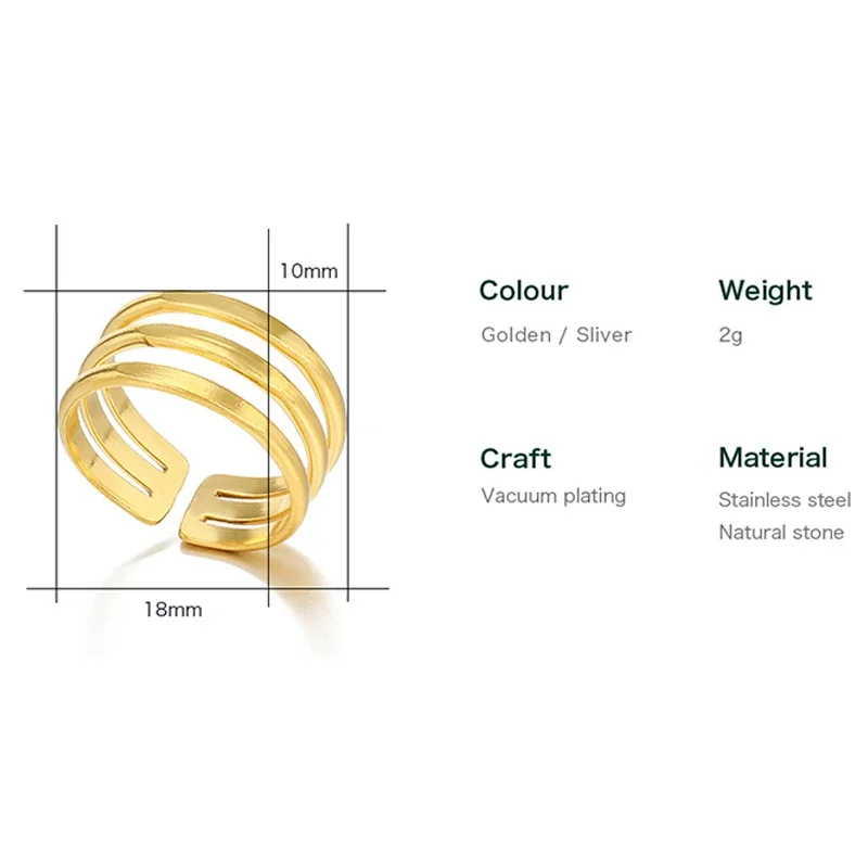 Aesthetic Stainless Steel Smooth Multilayer Rings For Women Geometric Wedding Couple Rings Opening Adjustable Jewelry Gifts image 6