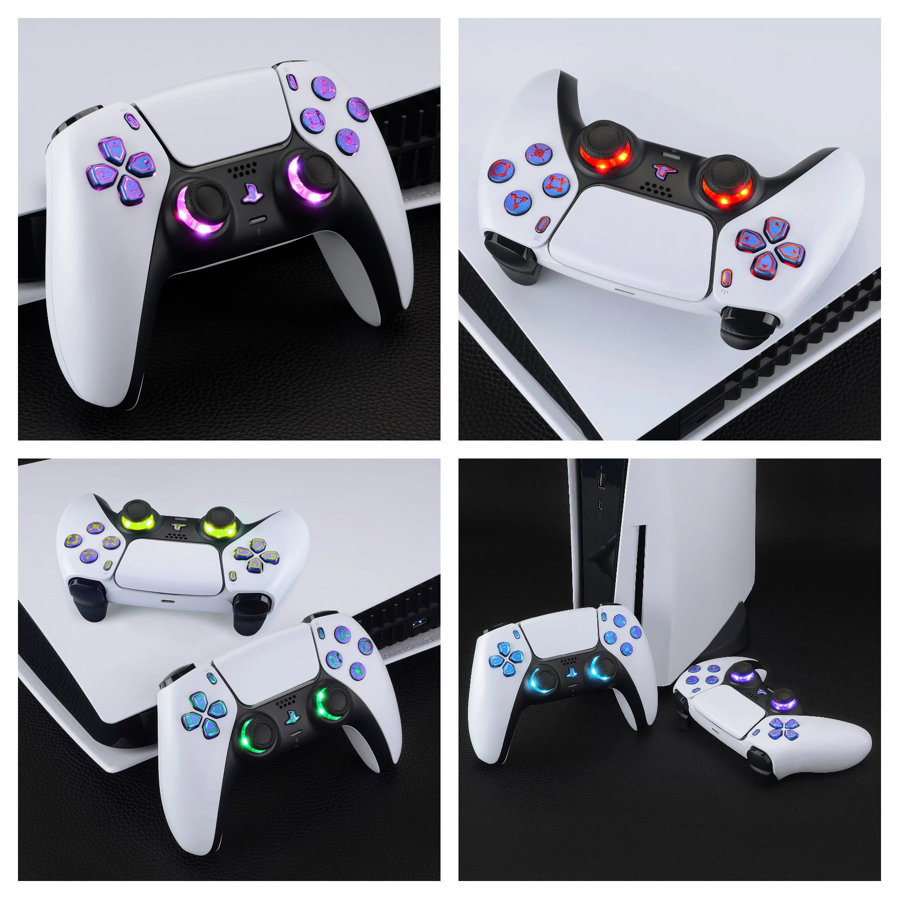 7 ألوان 9 أوضاع مضيئة Dpad Thumbsticks مشاركة أزرار الوجه المنزلية لوحدة تحكم ps5 BDM-030 & BDM-040 & BDM-050