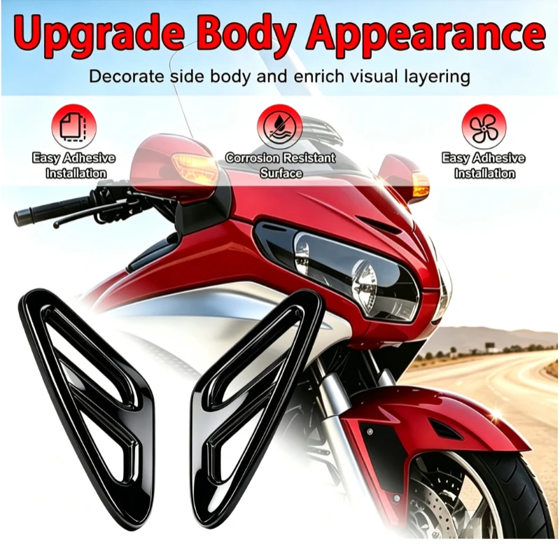 For Honda Goldwing GL1800 2001-2017 Motorcycle Chrome Tip Decoration Gloss Black Front Fender Fairing Accent Trim F6B 2013-2017