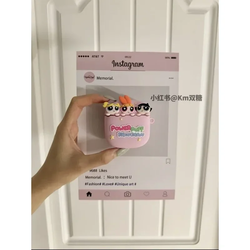 De Powerpuff Girls roze geschikt voor Apple AirPods12 pro tweede generatie hoofdtelefoon beschermhoes siliconen vakantiecadeau