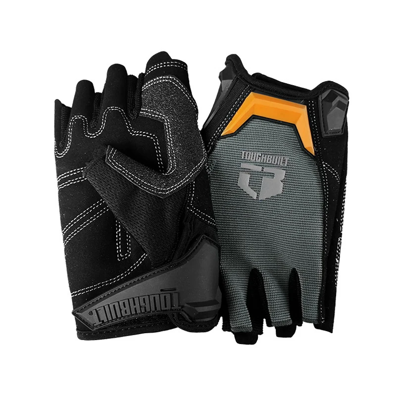 TOUGHBUILT TB-G06-L Microfiber Wear Resistant Half Finger Work Gloves Multi Purpose Soft Breathable Protective Gloves