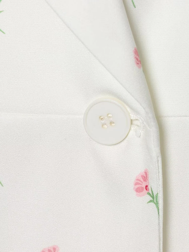 European style new women's fashion versatile and elegant printed long-sleeved waist-cinching blazer jacket