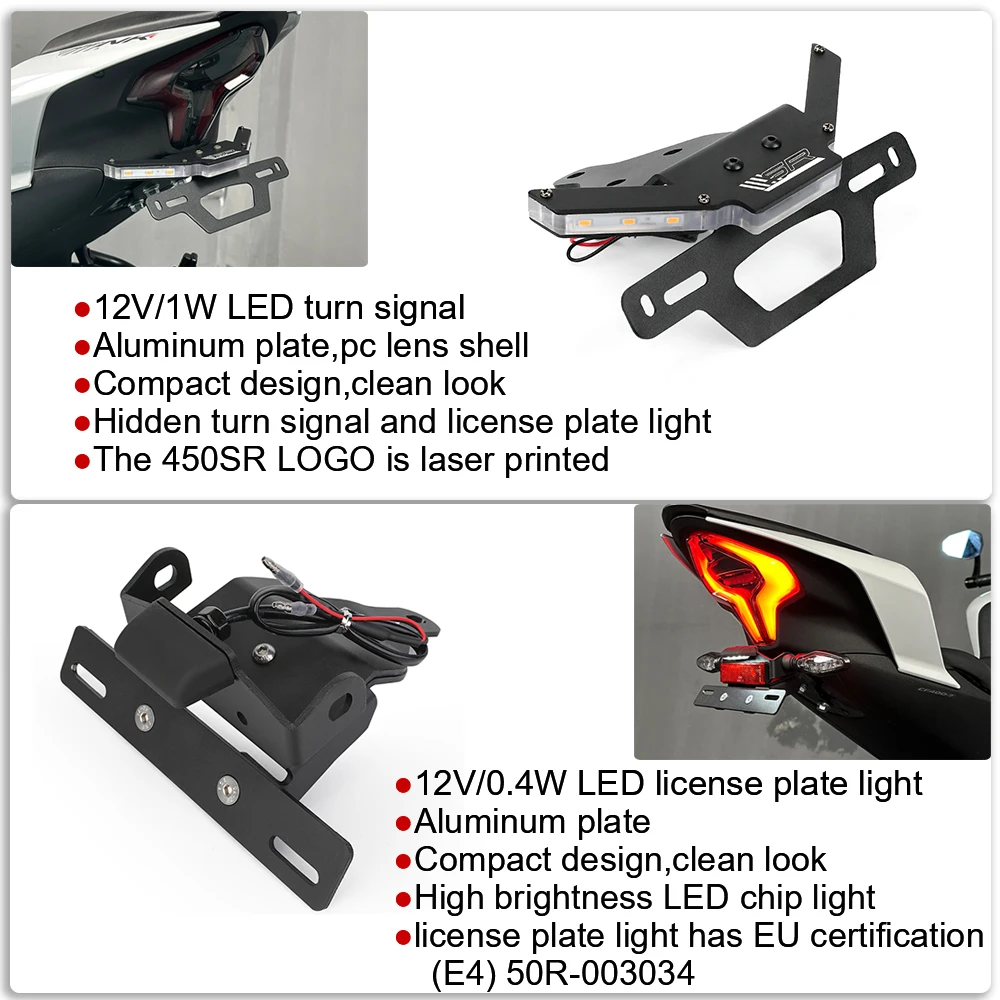 Tail Tidy Fender Eliminator Bracket Kit for CFMOTO 450NK 450SS 450SRS 450SR 250SRS Registration License Plate Frame Holder