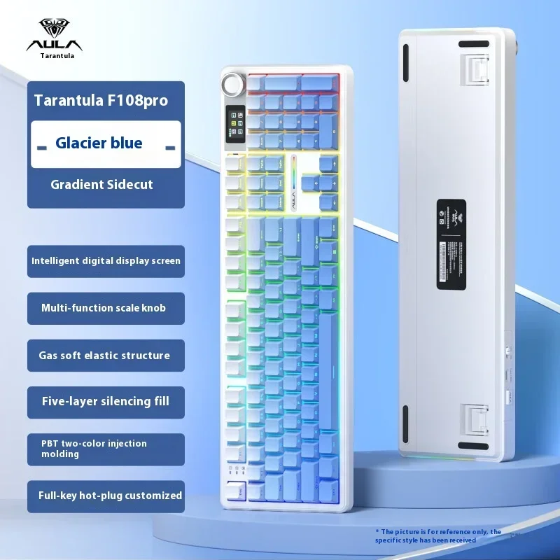 Aula F108pro Mechanical Keyboard 3-mode Wireless GASKET Structure Gaming Keyboard Customized RGB Backlit Mechanical Keyboard
