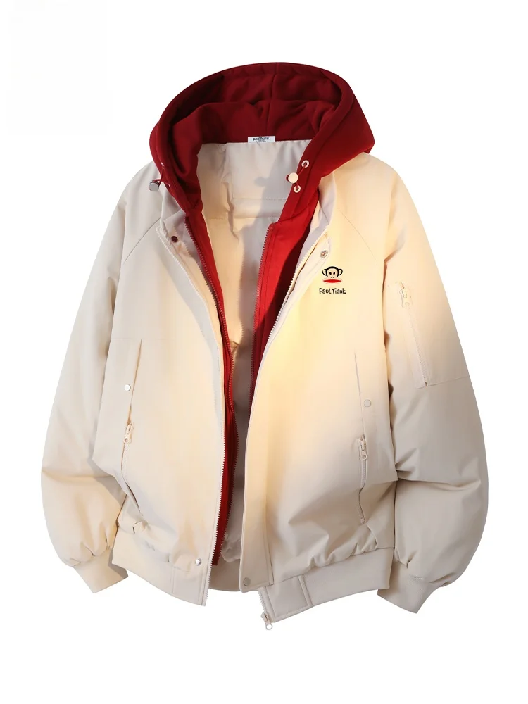 

PaulFrank Thiened Winter Hooded Cotton Jaet Men's Casual Outerwear Youth ular Polyester Fiber Warmth Youth Faion