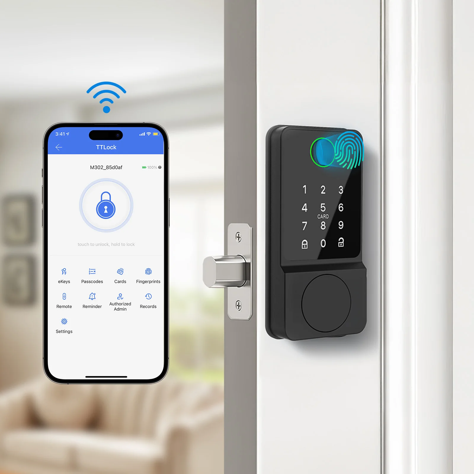 Keyless Entry Deadbolt Door Lock Smart Locks for Front Door,Auto Lock w/ APP Control & Fingerprint & Keypad Code & Card & Keys