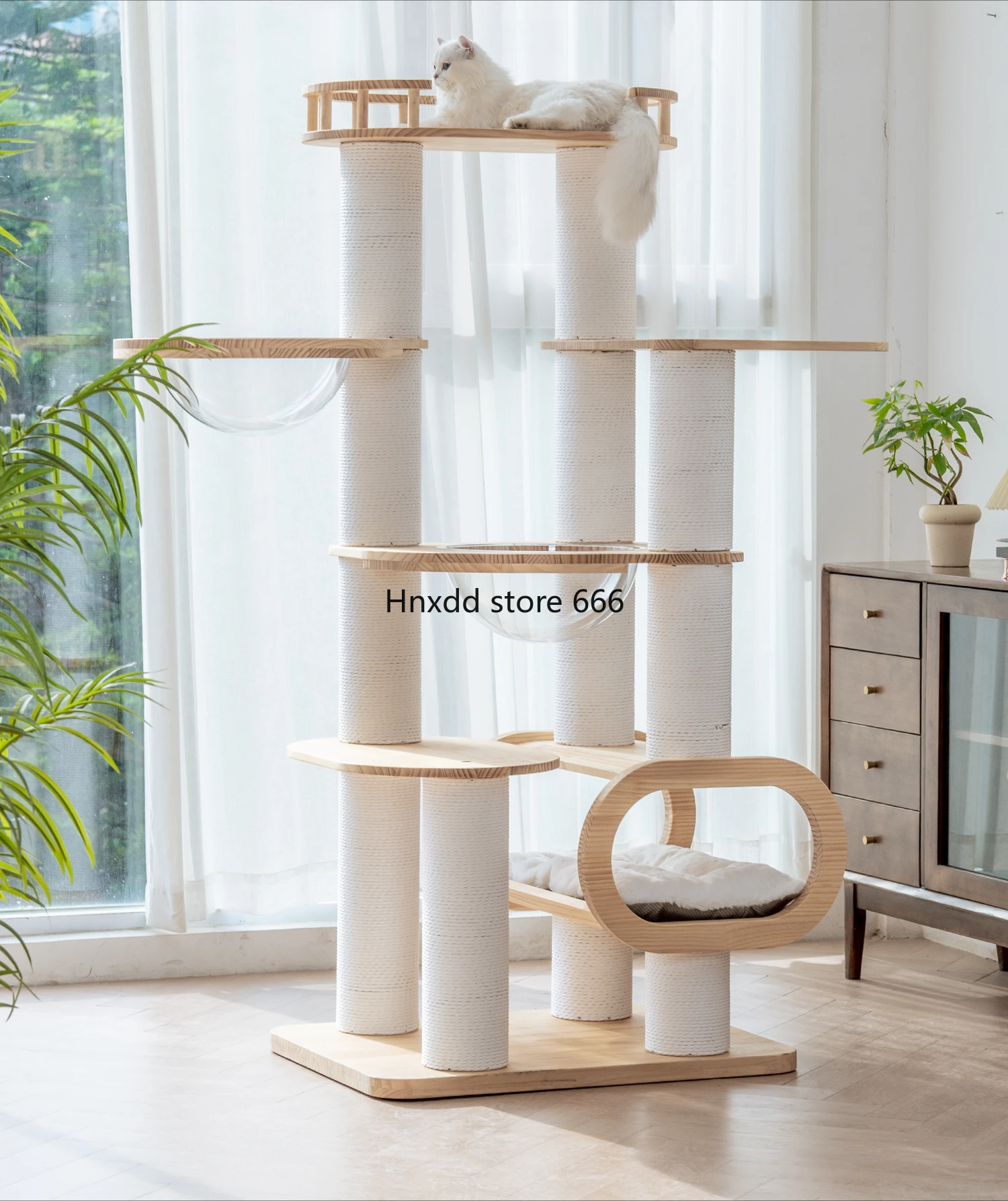 Solid wood cat climbing frame integrated, Maine Muppet cat house medium and large luxury high-end