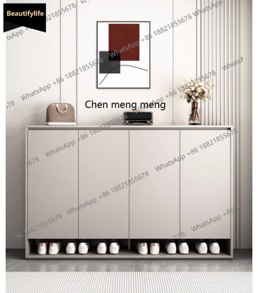 

A139 A139 Solid wood shoe cabinet, multi-layer large-capacity storage locker at the door of the home, integrated with the wall