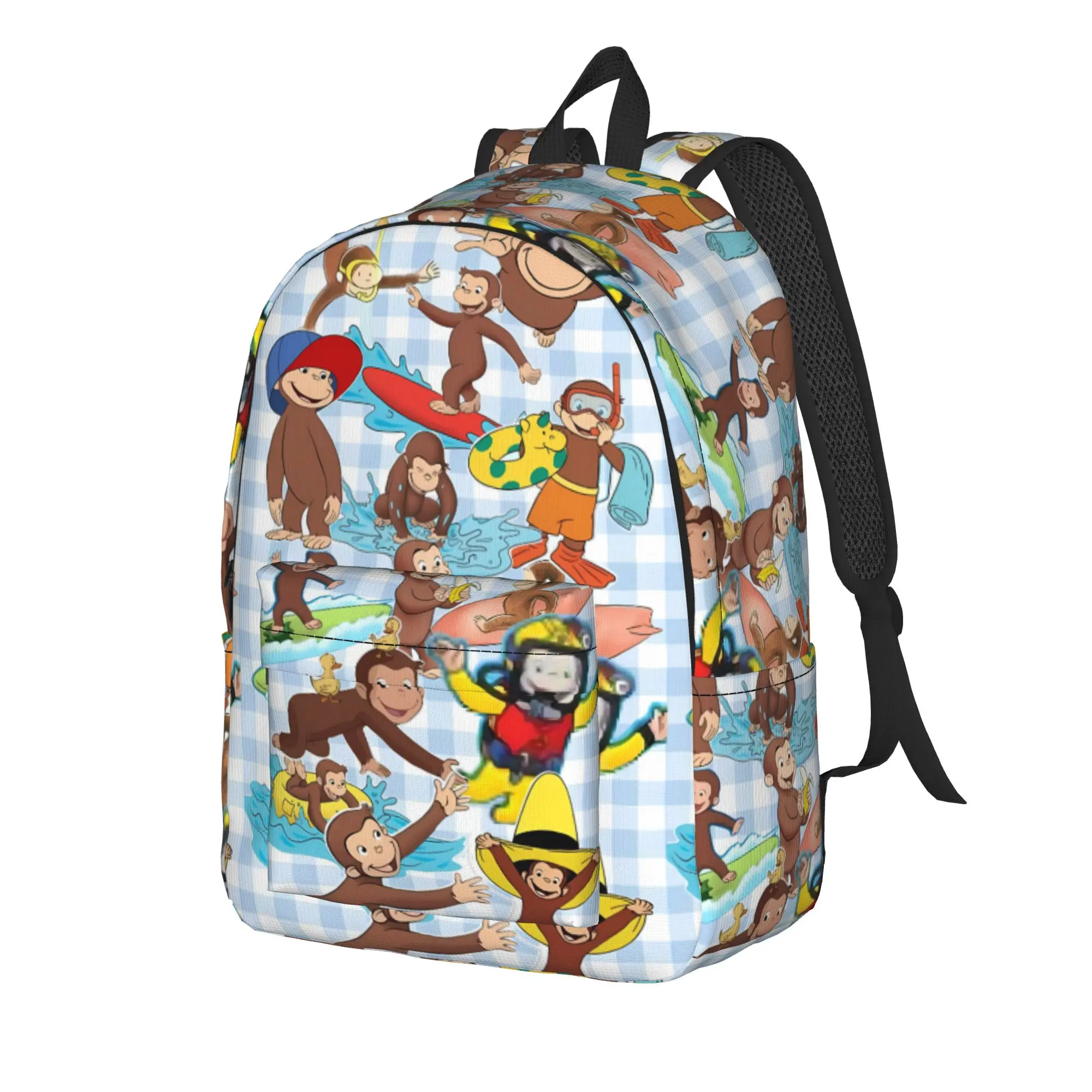 C-Curious George Backpack  Aesthetic Backpacks Men Travel Large High School Bags Custom Rucksack