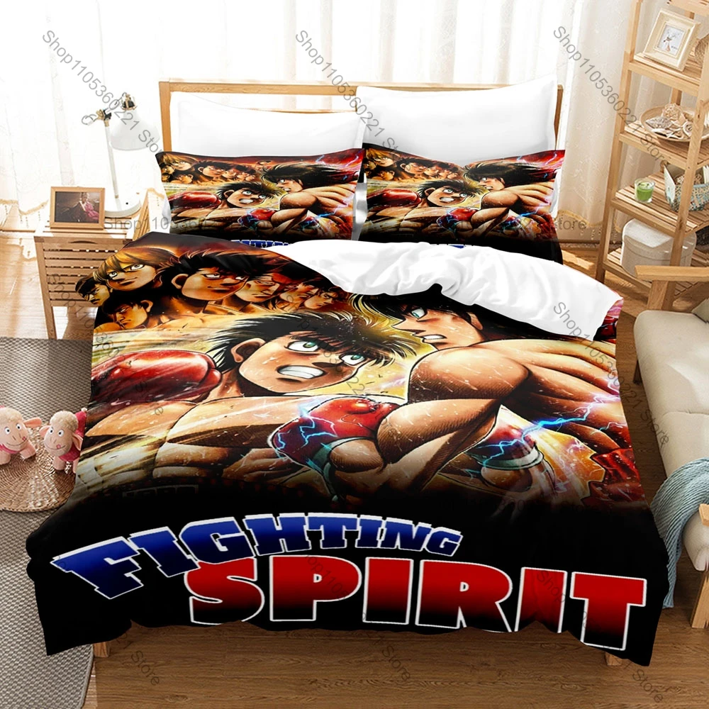 Cool Hajime No Ippo Bedding Set Duvet Cover + 2 Pillowcases Boxing Sports Anime Ippo Makunouchi Fighting Cool Bedroom Decor