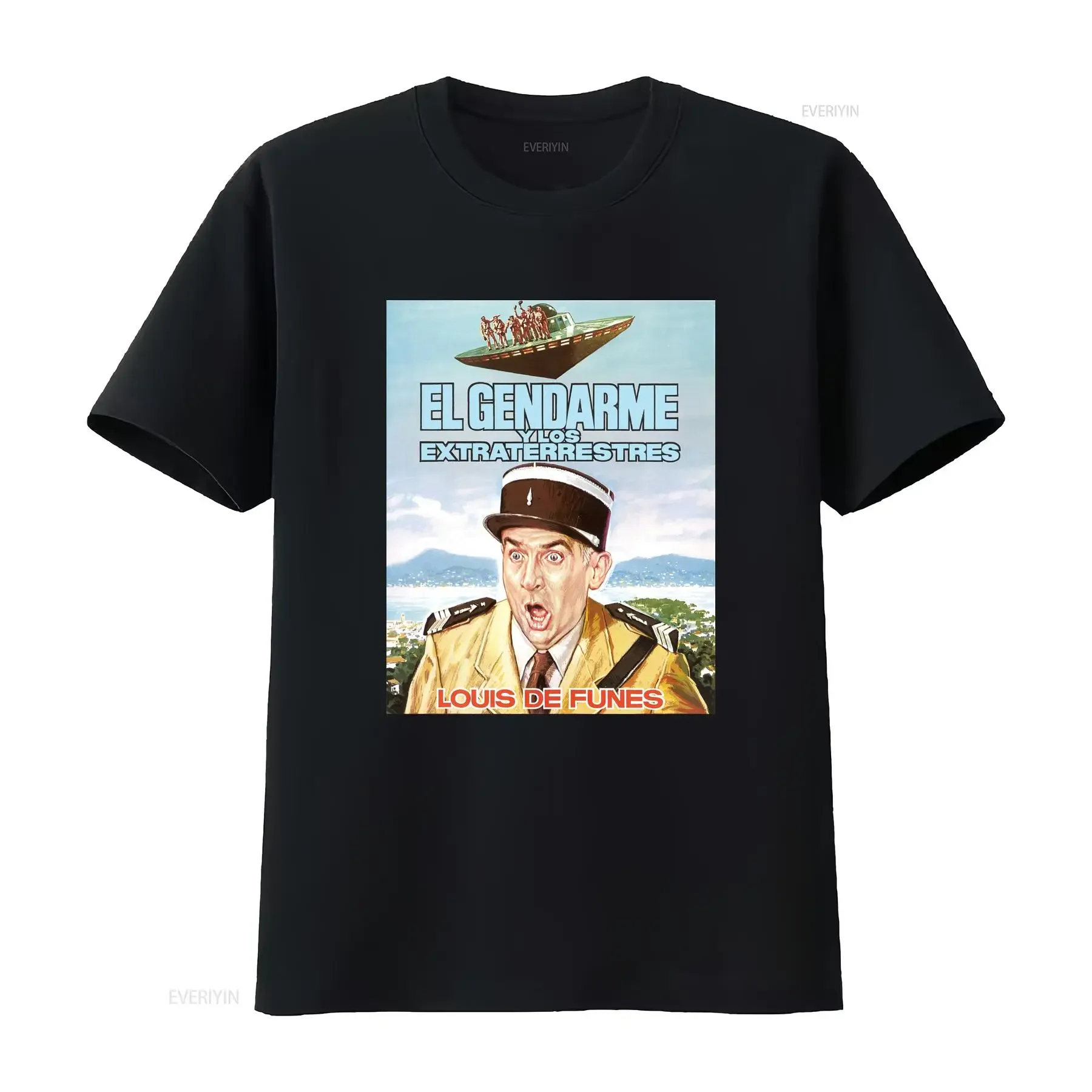 Louis De Funes The Gendarme And Extra Terrestrials T shirt Classic Movie Design Casual vintage Washed Breathable Stylish Unisex