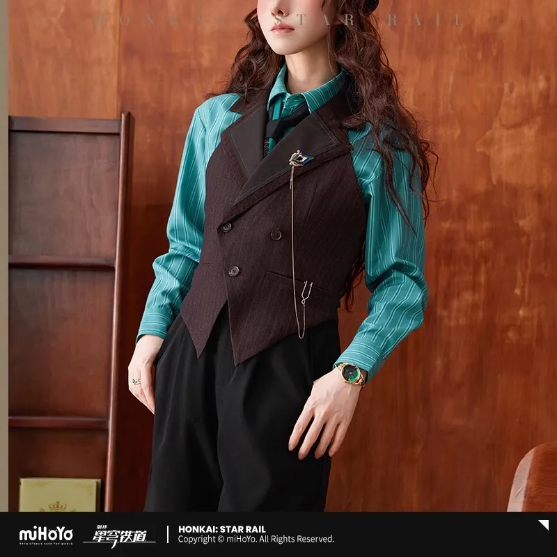 [Genuine] miHoYo Game Honkai Star Rail Aventurine Theme Series Brooch Metal Pendant Anime Costume Accessory Cosplay Xmas Gifts