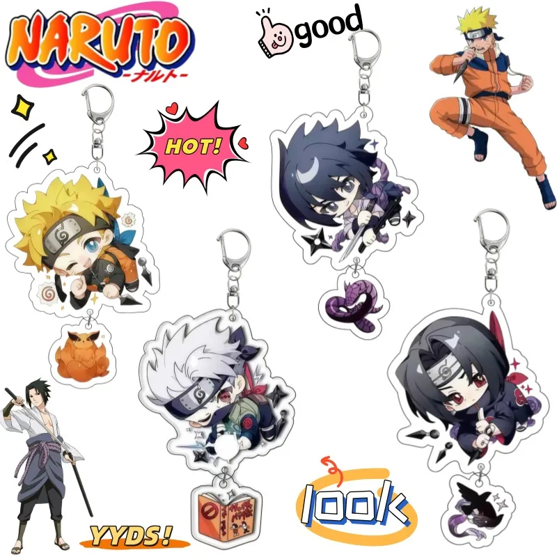 Llavero de dibujos animados de Naruto Uzumaki, Sasuke Uchiha, Kakashi Hatake, accesorio de anime, colgante creativo para mochila escolar
