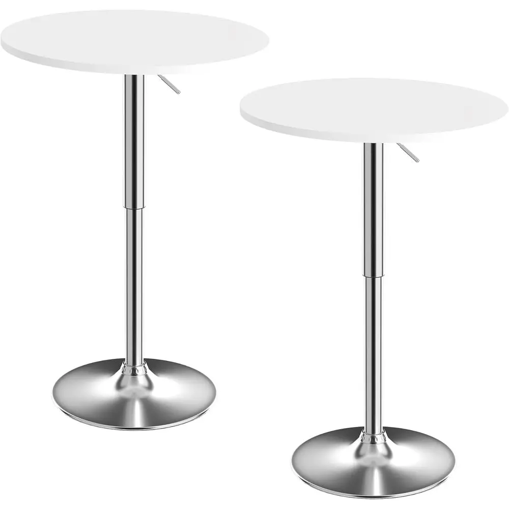 

Белый комплект из 2-х регулируемых по высоте вращающихся столов для бара, 27-36 дюймов, для обедов и коктейлей