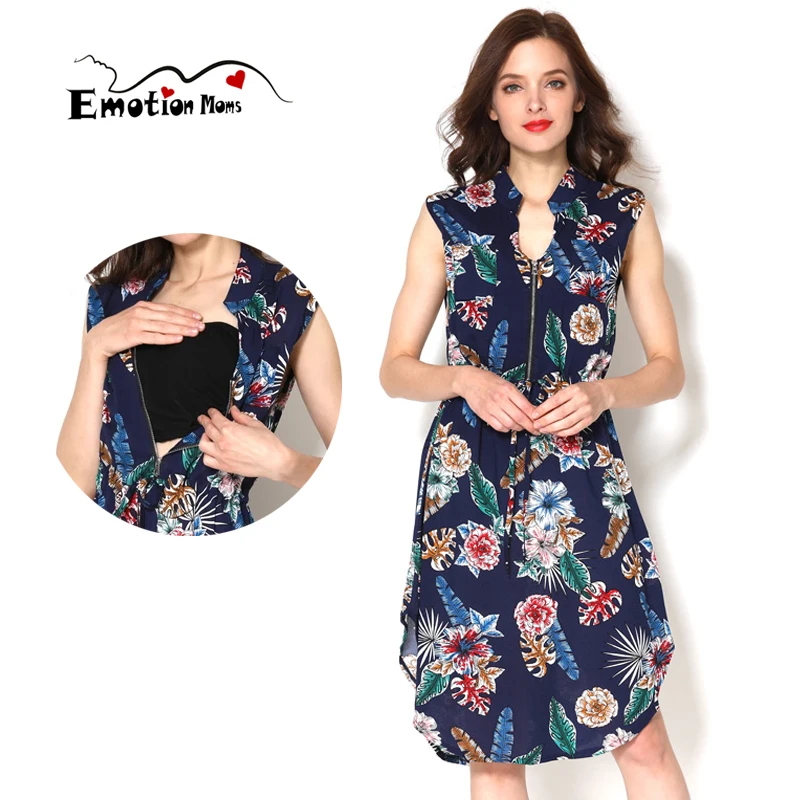Dress for Nursing Summer Pregnant Women's Dress Sleeveless Loose Maternity Pregnancy Dress Lactation A-line Breastfeeding Dress