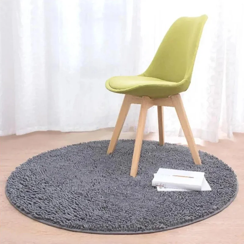 

Solid Color Living Room Bedroom Small Round Rug Bathroom Water-absorbent Non-slip Foot Pad Home Entrance Dustproof Floor Mat