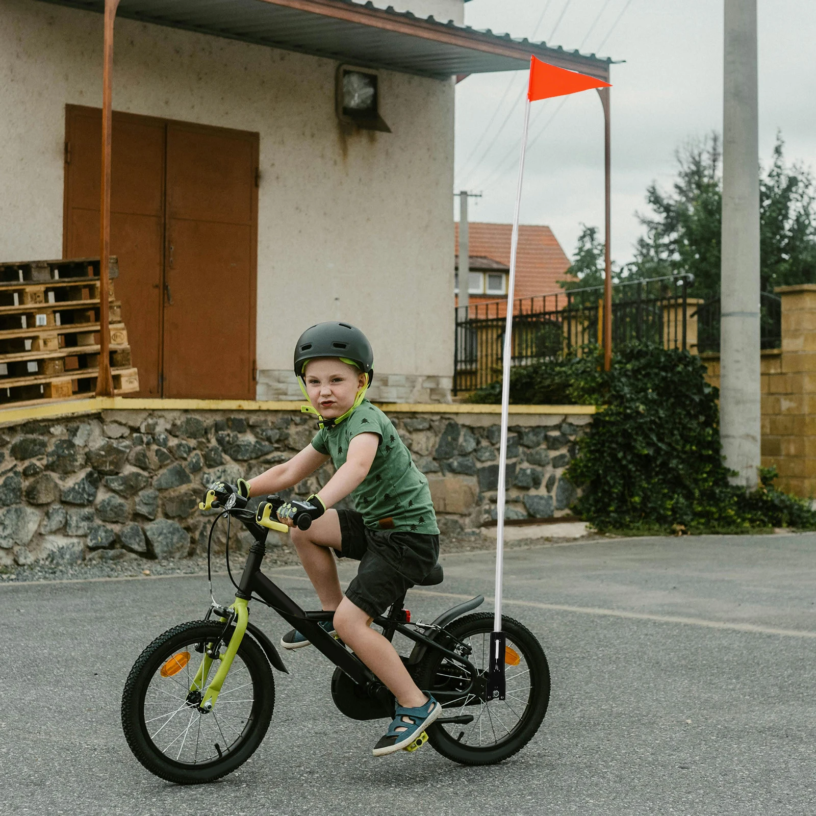 

1Set Safety Bicycle Flag High Visibility Fiberglass Pole Quick Setup Detachable Rides Cycling