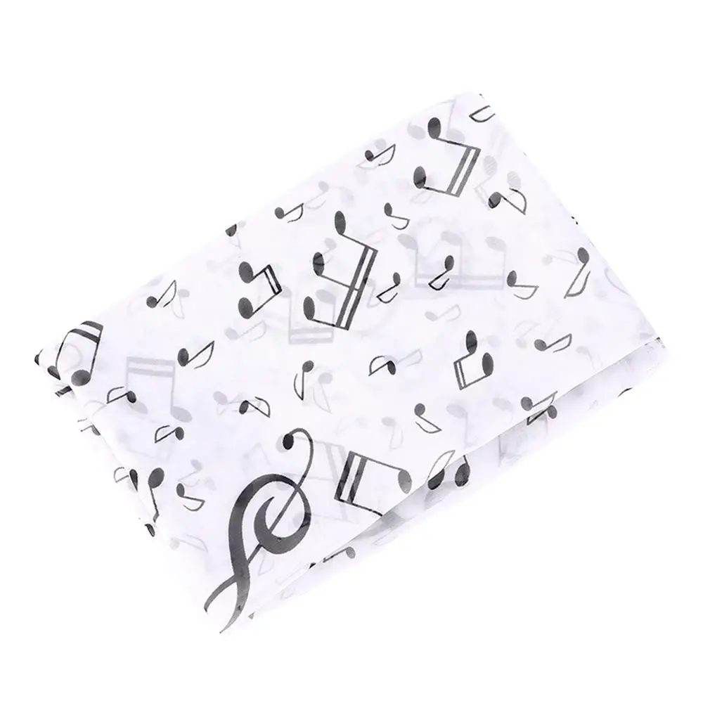 Syal Leher Wanita Motif Treble Clef Empat Musim yang Trendi, Syal Bermotif Not Musik, Selendang Sifon Sutra, Muffler