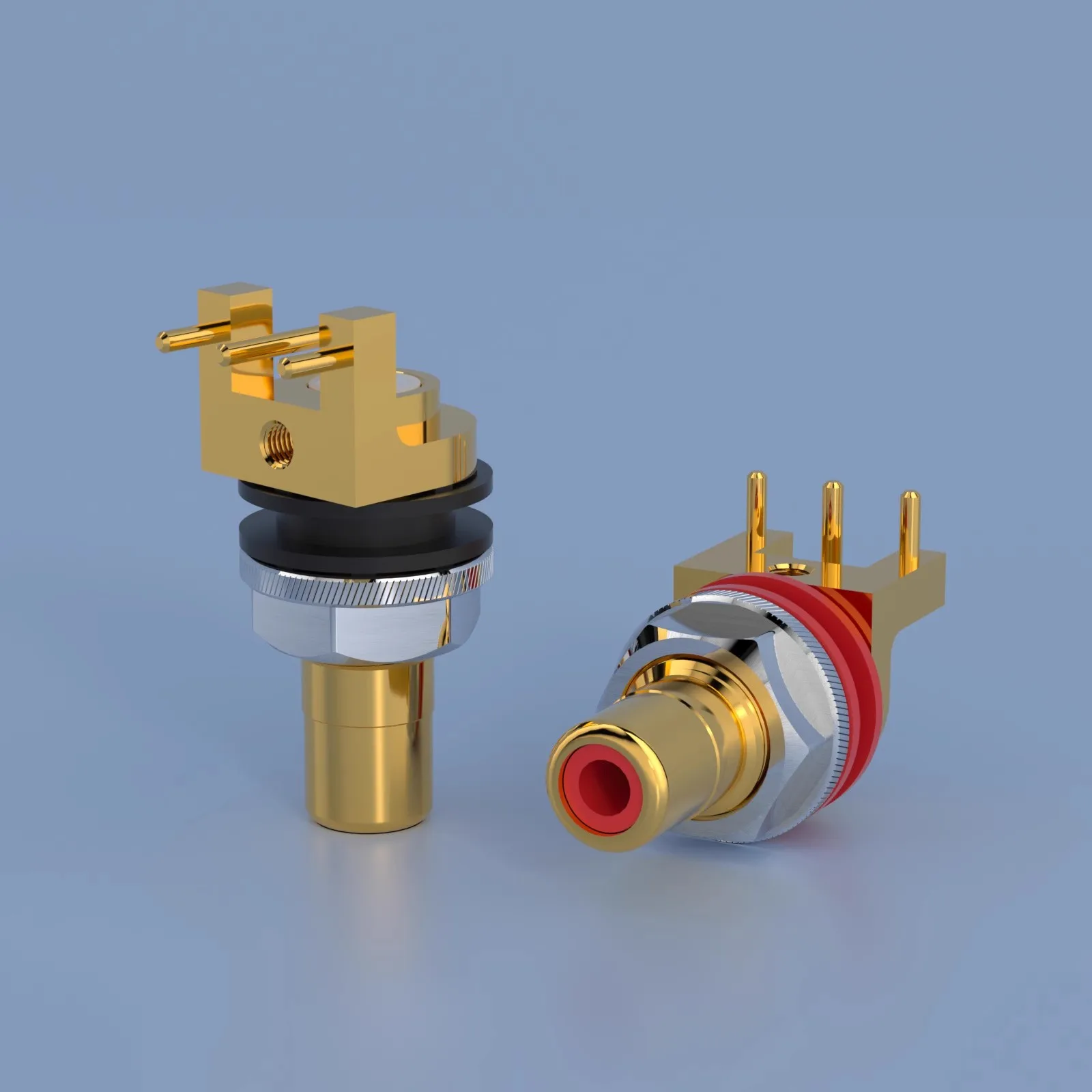 Monosaudio C403G Reines Kupfer, 24 Karat vergoldet, Leiterplattenmontage, Cinch-Buchsen, Anschlussgehäuse, reines Kupfer, rhodinierte Buchse – Detail 2