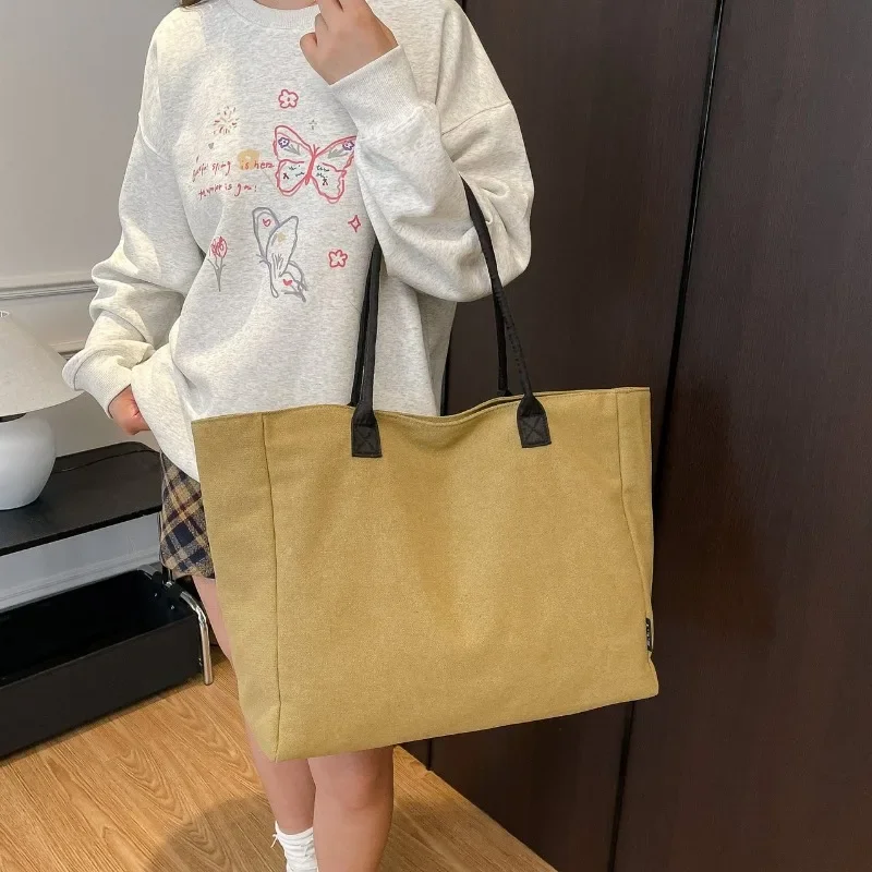 

College Student Class Canvas Single Shoulder Bag Large Capacity CANVAS Commuting Bag 2026 New Concise Versatile Women's Tote Bag