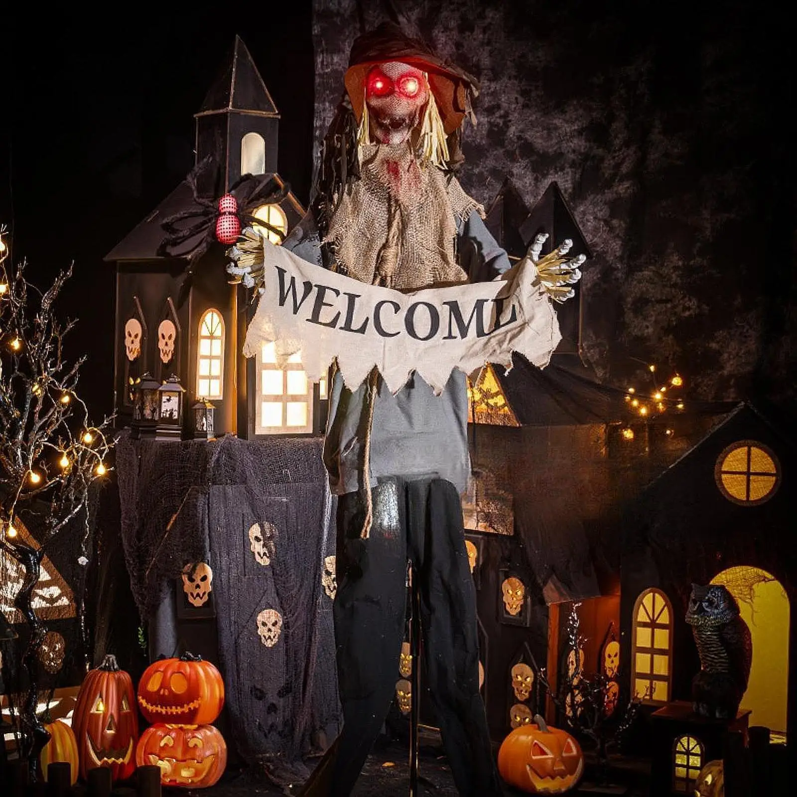 

Halloween Statue Decoration Scarecrows Figurine for Bookshelf Yards Hallway