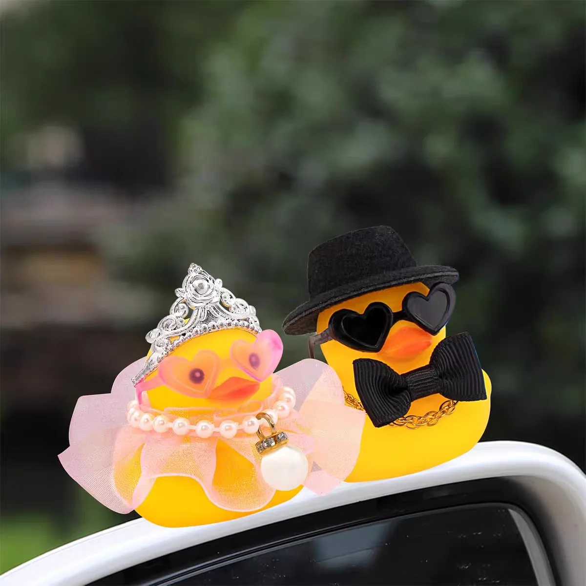 1 Pair Wedding Rubber Duck Car Dashboard Decoration Bride Groom Duck Couple Ducks for Marriage Ceremony Gift Marry Blessings