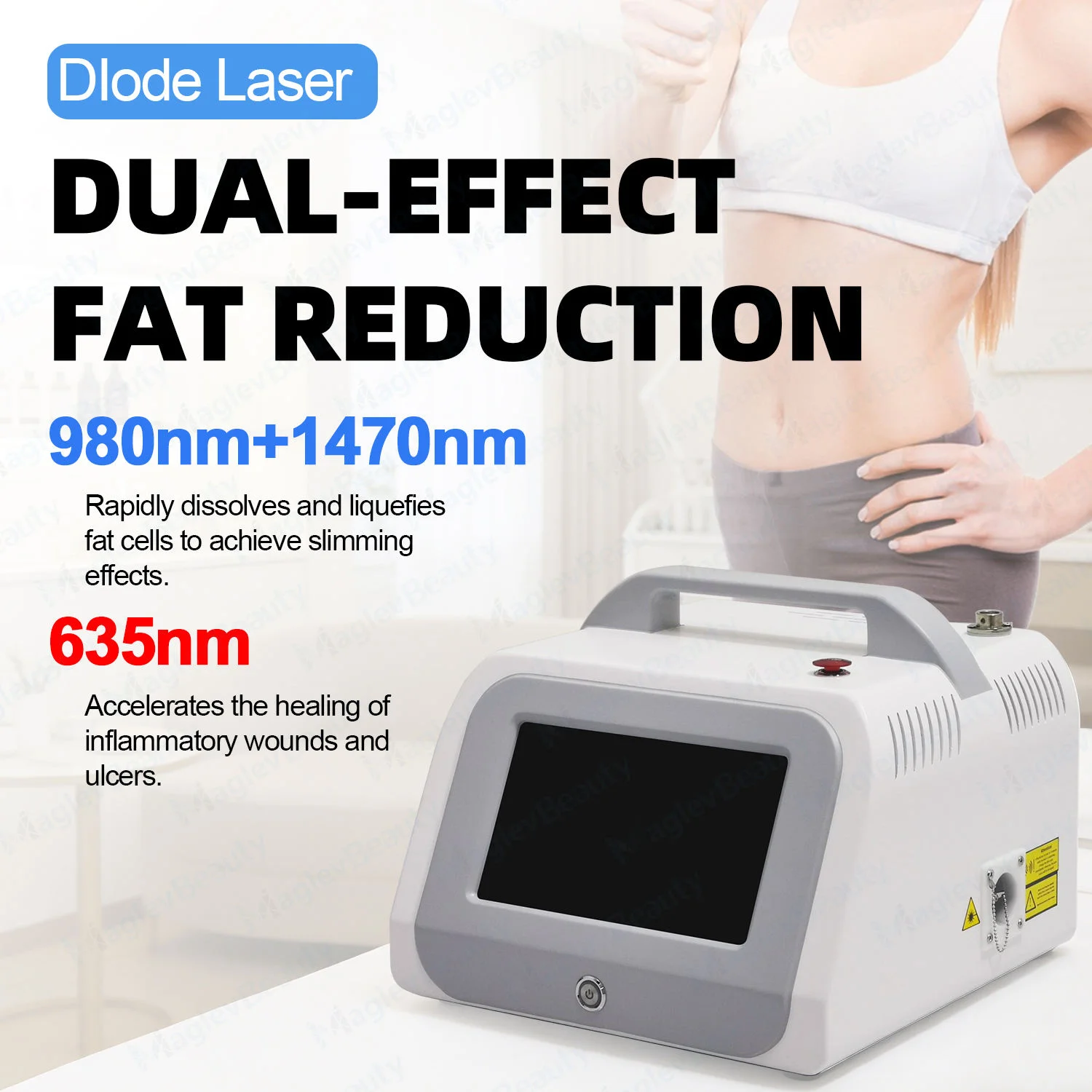 Newest Stationary 635nm 980nm 1470nm Diode Laser EVLT Spider Vein Removal Face Lifting Fat Dissolving Machine 10 Inch Screen