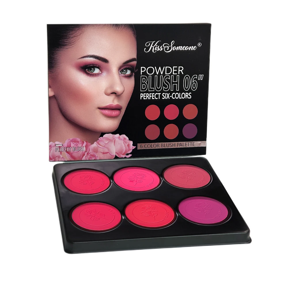 6 Colors Blush Palette for Cheeks,Face Matte Contour Blush Makeup Palette,Buildable Shimmer Facial Cheek Blusher Shades