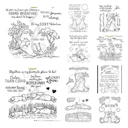 Forever Love Rabbits Easter Metal Cutting Dies and Clear Stamps Set for DIY Scrapbooking Paper Card Emboss Template Stencil Mold