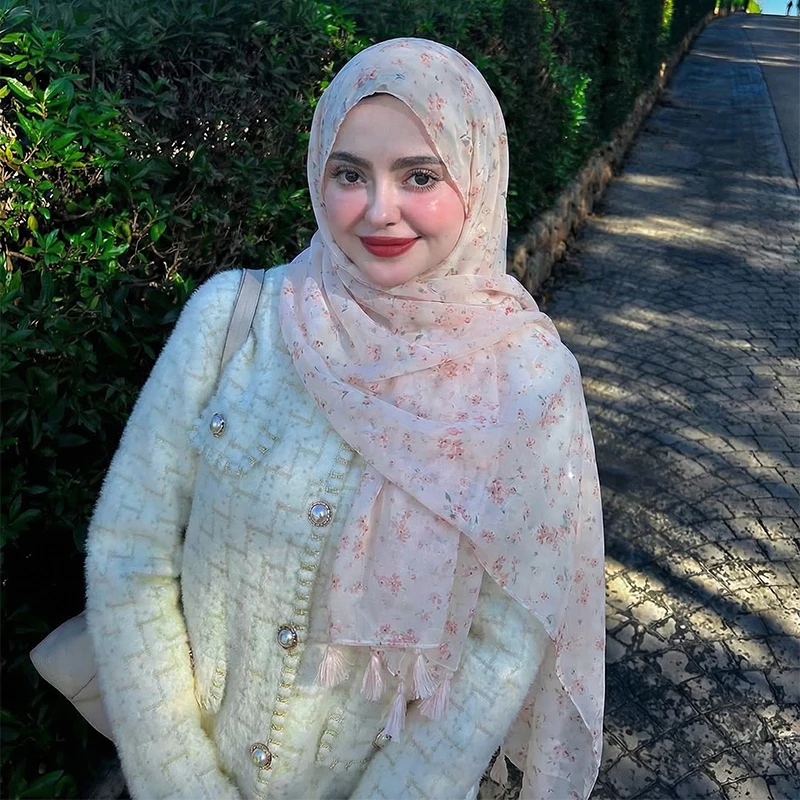 

Новинка 2026: Мусульманские хиджабы для женщин, хлопковые шали с цветочным узором и акварельные банданы для пляжа, защита от солнца, головные платки