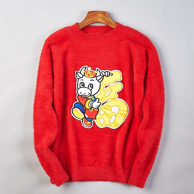 سترة محبوكة حمراء للنساء مستديرة Ne مطرزة Camere ربيع الخريف الشتاء زودياك التطريز Faion تخفيف Sle #2