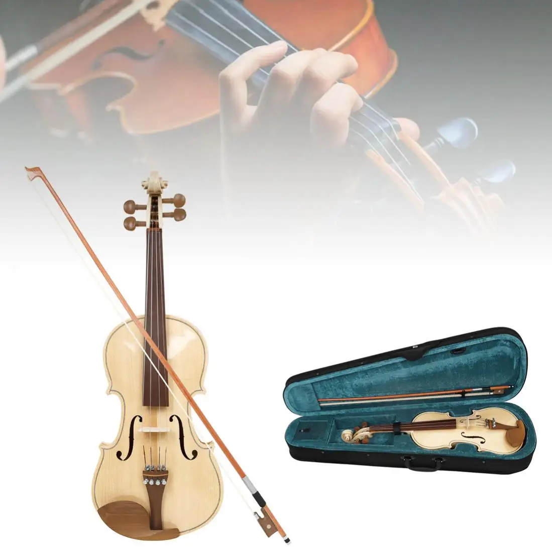 

4/4 Full Size Spruce Wood Acoustic Violin for Beginner/Professional with Case and Bow,Jujube Wood Fingerboard Tuning Pegs Fiddle